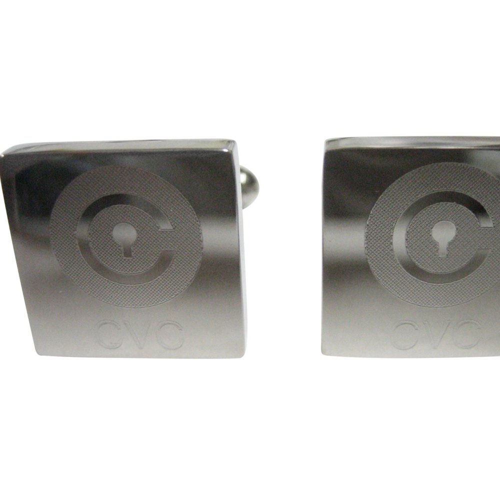 Silver Toned Square Etched Civic Coin CVC Cryptocurrency Blockchain Cufflinks